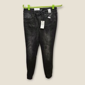 New Judy Blue Womens Jeans Size 11/30 Black Wash Mid Rise Tummy Control